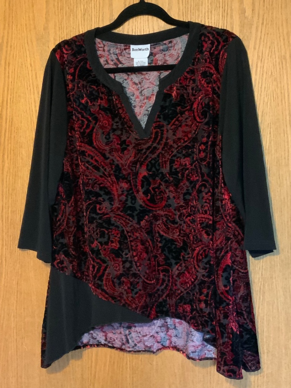 Velvet BonWorth Tunic Burnout Asymmetrical Hem Goth Top L